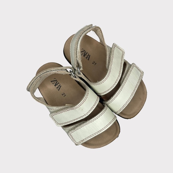 Zara 3 Strap-Velcro Closure Beige Sandals - Picture 1 of 5
